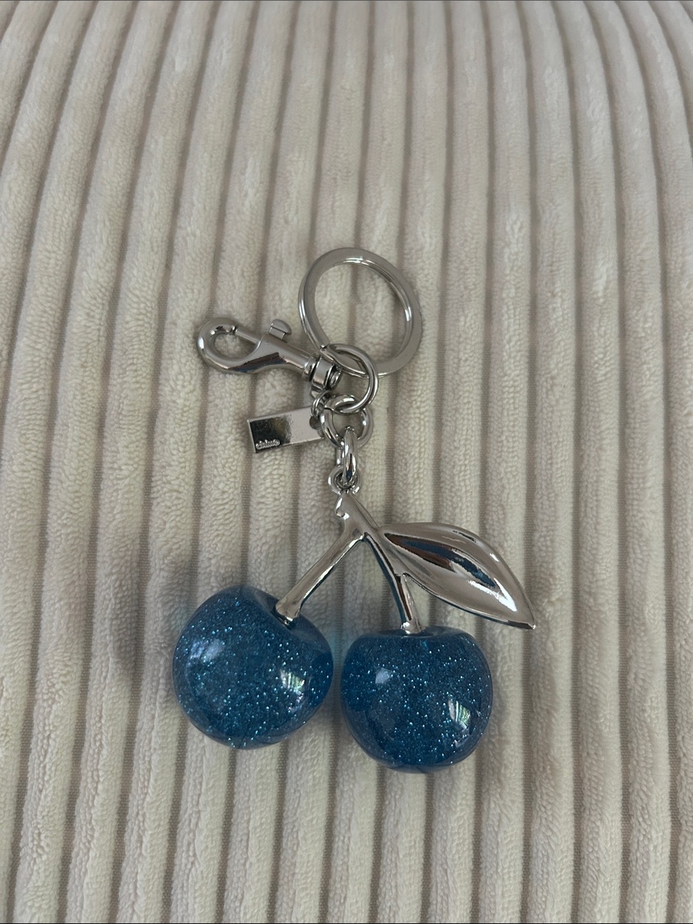 Sparkling Blue Cherry Keychain or Bag Charm.
